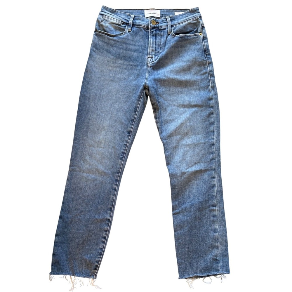 FRAME Womens Jeans Blue Size 26 High Rise Skinny Crop Raw Hem Designer Denim‎
